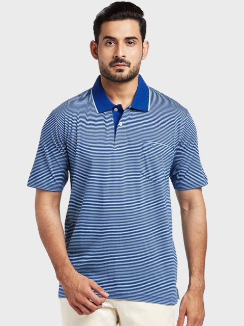 

ColorPlus Men Blue Striped Polo Collar T-shirt