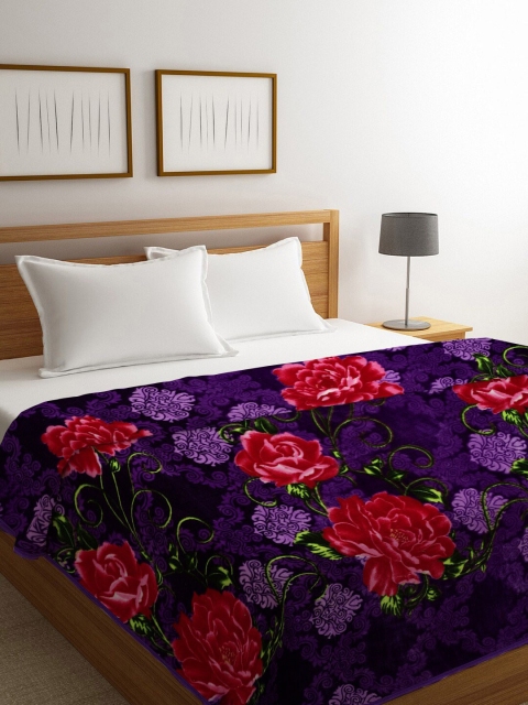 

NEUDIS Purple & Red Printed 800 GSM Heavy Winter Super Soft Warm Double Bed Blanket