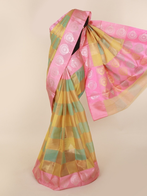 

Pothys Multicoloured Checked Cotton Blend Saree, Multi