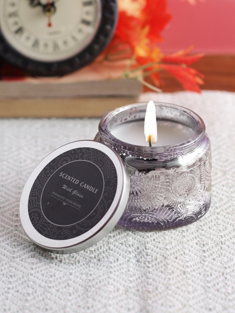 

Aapno Rajasthan Grey Lavender Aromatic Round Glass Jar Candle