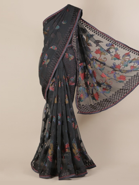 

Pothys Grey Printed Poly Chiffon Saree