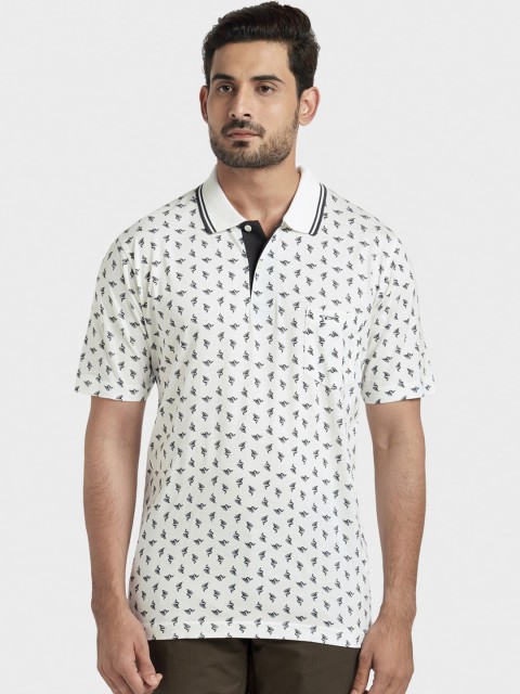 

ColorPlus Men White Printed Polo Collar T-shirt