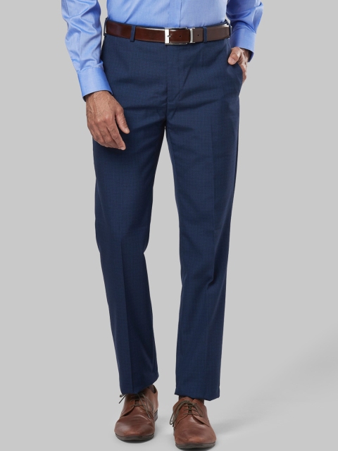 

Raymond Men Blue Regular Fit Solid Formal Trousers