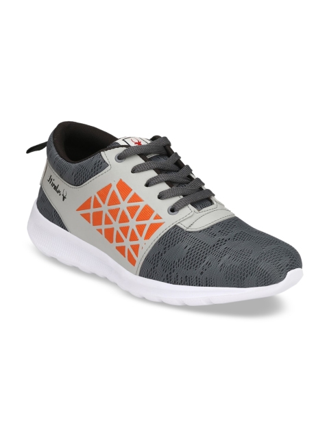 

HIROLAS Men Grey & White Textured Running Shoes