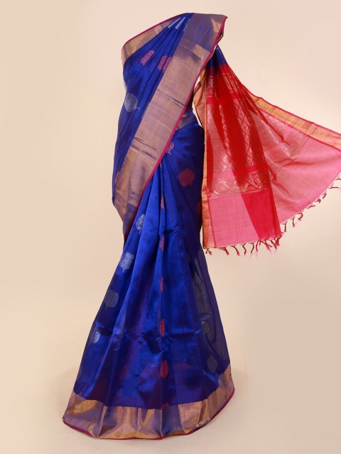 

Pothys Navy Blue & Red Silk Cotton Woven Design Saree