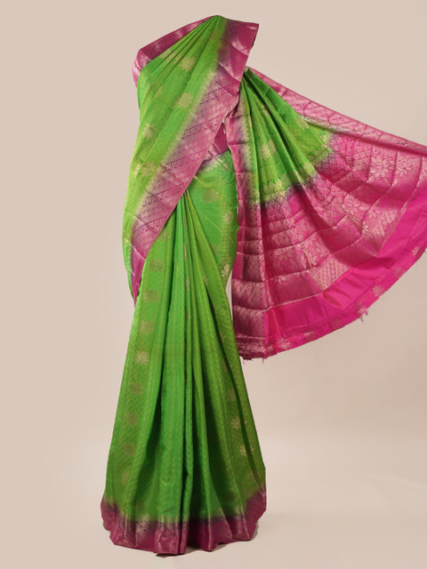 

Pothys Green & Pink Jute Silk Woven Design Saree