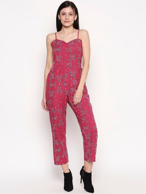 

People Women Rose & Navy Blue Printed Basic Jumpsuit