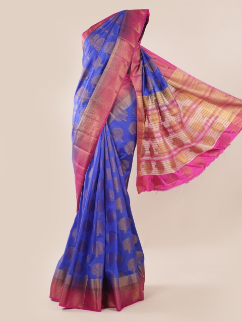 

Pothys Blue Checked Jute Silk Saree