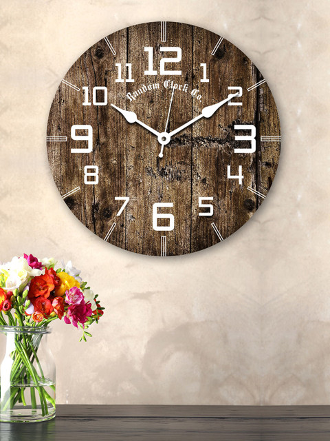 

RANDOM Brown Printed 30.48 cm New Modern Rustic Wooden Analogue Wall Clock