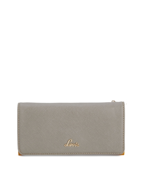 

Lavie Women Grey & Yellow Colourblocked Two Fold Wallet
