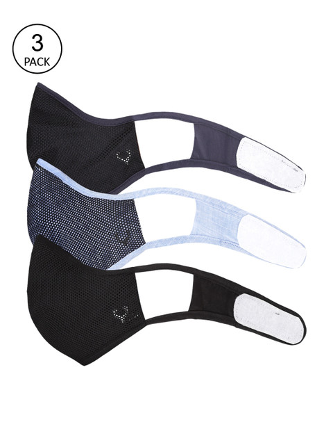 

Allen Solly Men Pack Of 3 Solid 3-Ply Reusable Fabric Masks, Black
