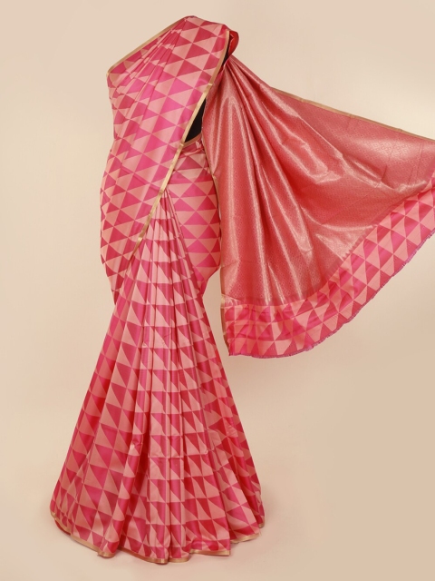 

Pothys Pink Printed Art Silk Saree