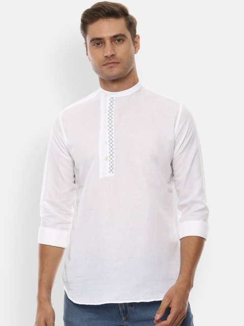 

V Dot Men White Slim Fit Solid Casual Shirt