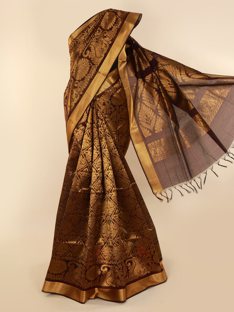 

Pothys Brown Woven Design Silk Cotton Saree