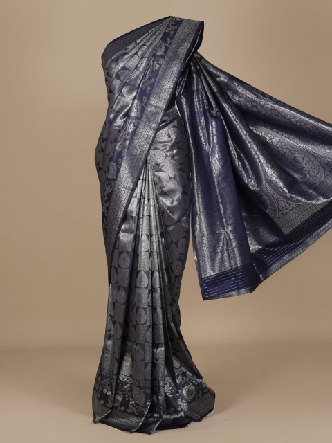 

Pothys Navy Blue Woven Design Jute Silk Saree