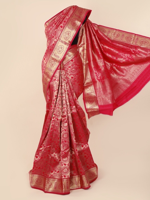 

Pothys Pink & Gold-Toned Art Silk Woven Design Saree