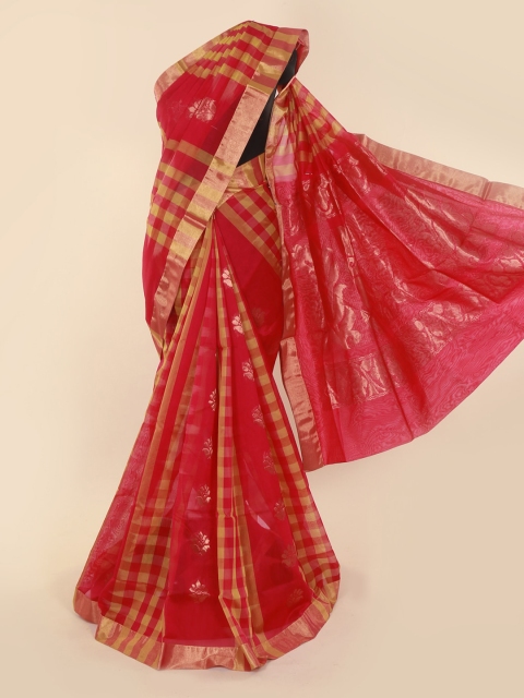 

Pothys Pink Checked Silk Cotton Saree