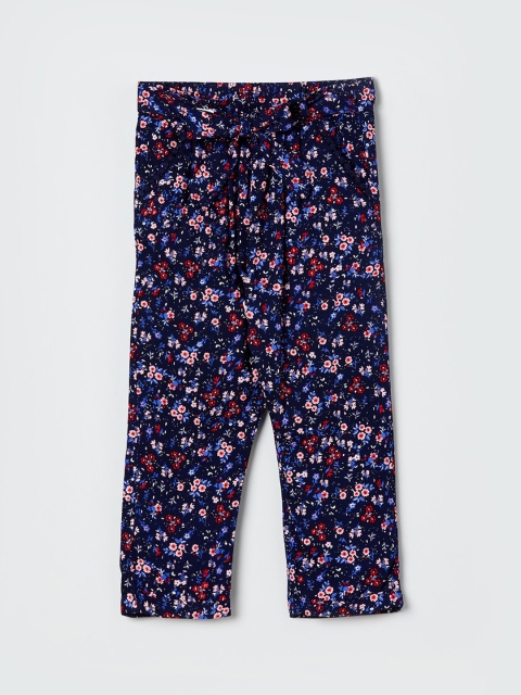 

max Girls Blue & Pink Regular Fit Printed Regular Trousers
