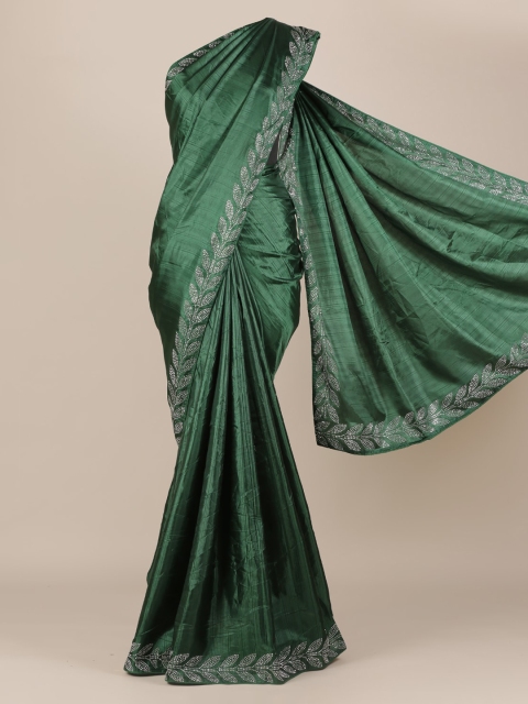 

Pothys Green Solid Jute Silk Saree