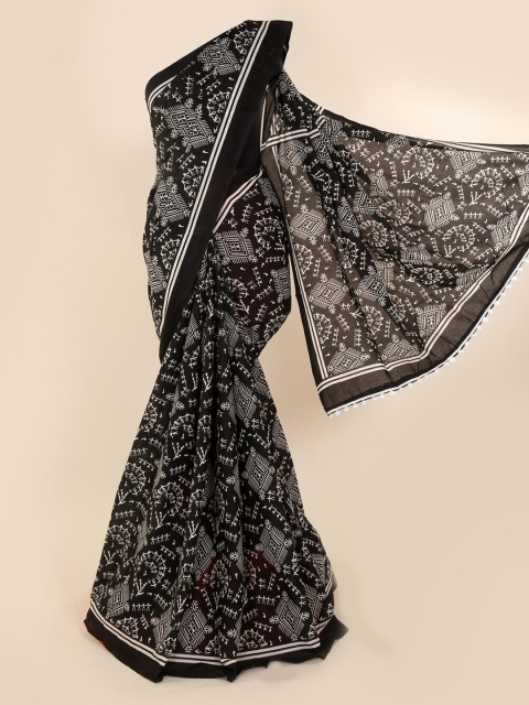 

Pothys Black & White Pure Cotton Printed Saree