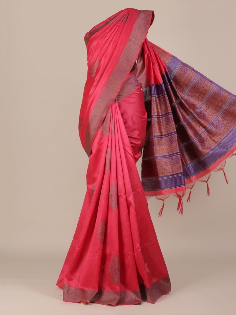 

Pothys Pink Woven Design Jute Silk Saree