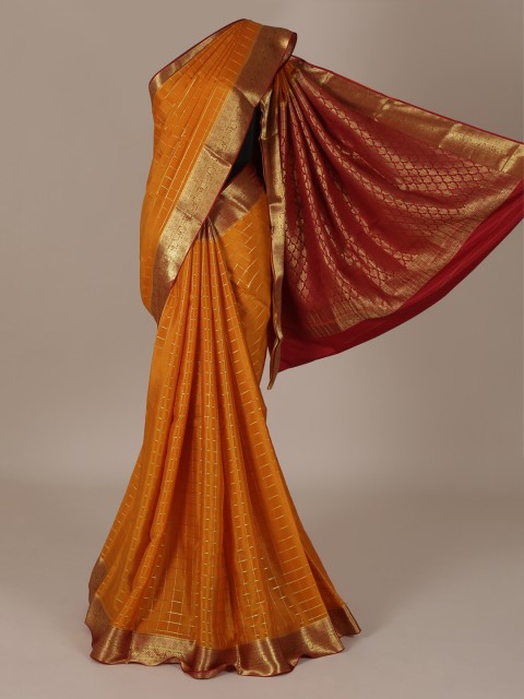 

Pothys Mustard Yellow Woven Design Pure Silk Saree