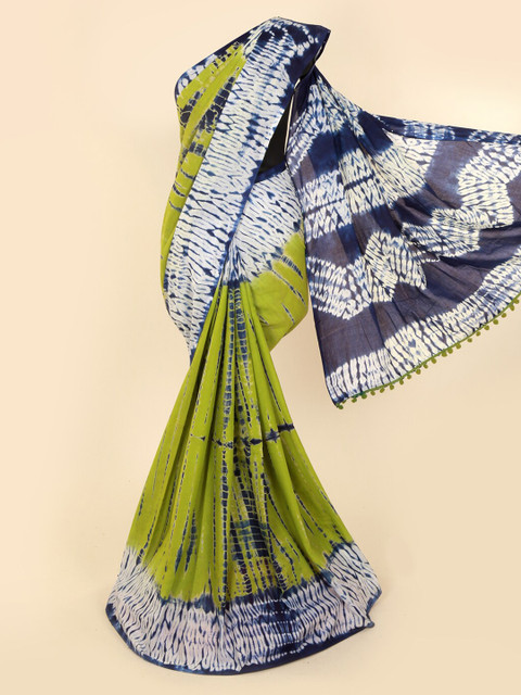 

Pothys Green & Navy Blue Pure Cotton Dyed Saree
