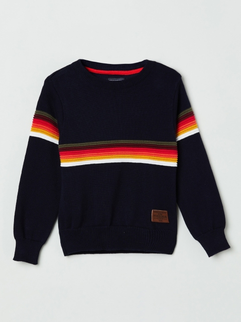 

max Boys Blue & Orange Striped Sweatshirt