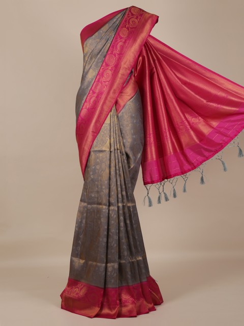 

Pothys Grey & Pink Jute Silk Woven Design Saree