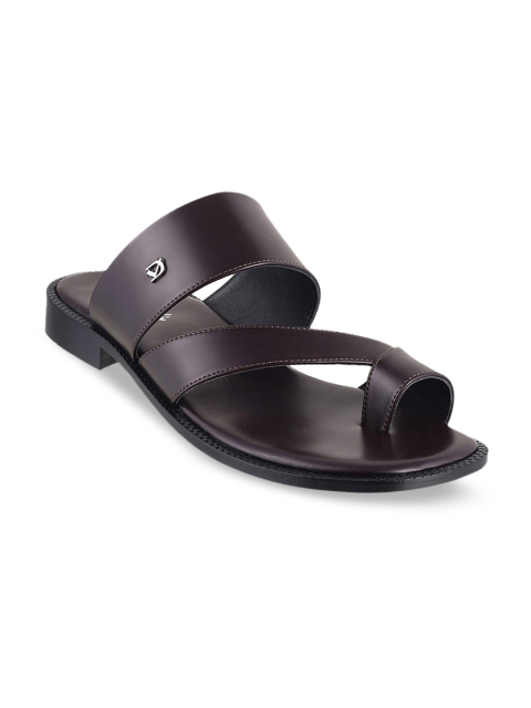 

DAVINCHI Men Charcoal Black Solid Leather Comfort Sandals