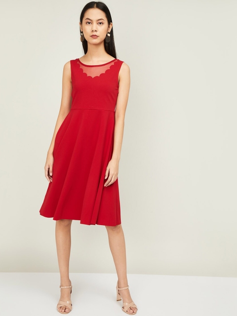 

CODE by Lifestyle Women Red Solid Fit and Flare Dress