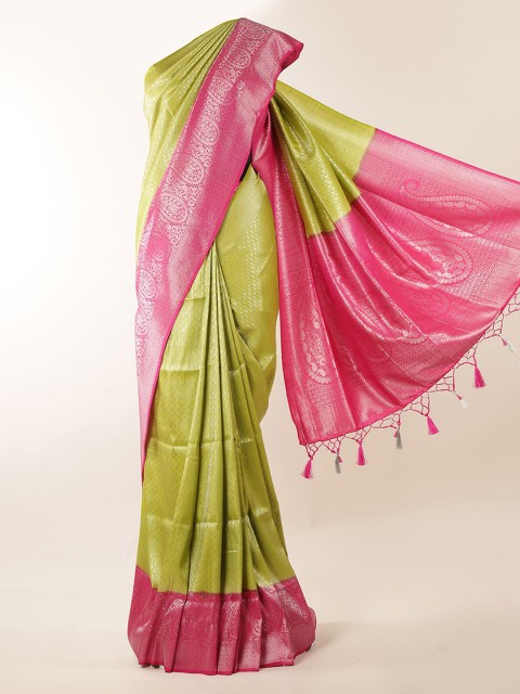 

Pothys Green & Pink Jute Silk Woven Design Saree