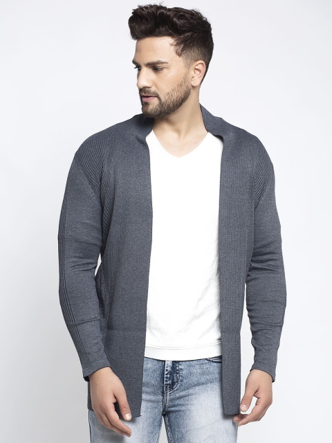 

Global Republic Men Grey Solid Open Front Shrug
