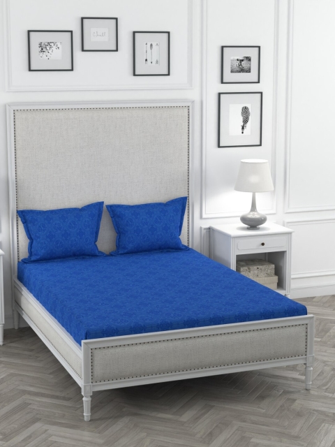 

Portico New York Blue Ethnic Motifs Printed 350 TC Double King Bedsheet With 2 Pillow Covers