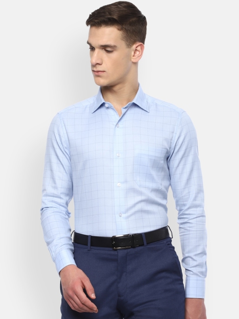 

Louis Philippe Permapress Men Blue Regular Fit Checked Casual Shirt