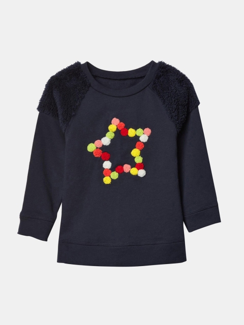 

GAP Girls Navy Blue Textured Graphic Sweatshirt Tunic