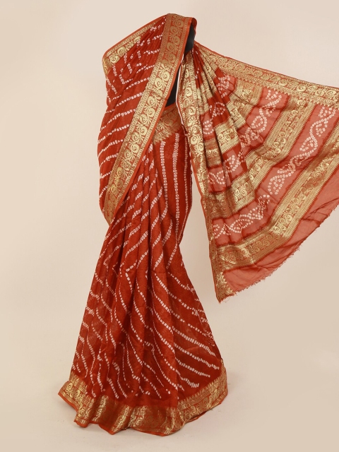 

Pothys Rust & Gold-Toned Art Silk Printed Saree