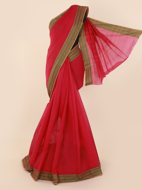 Pothys Pink & Green Pure Cotton Woven Design Saree