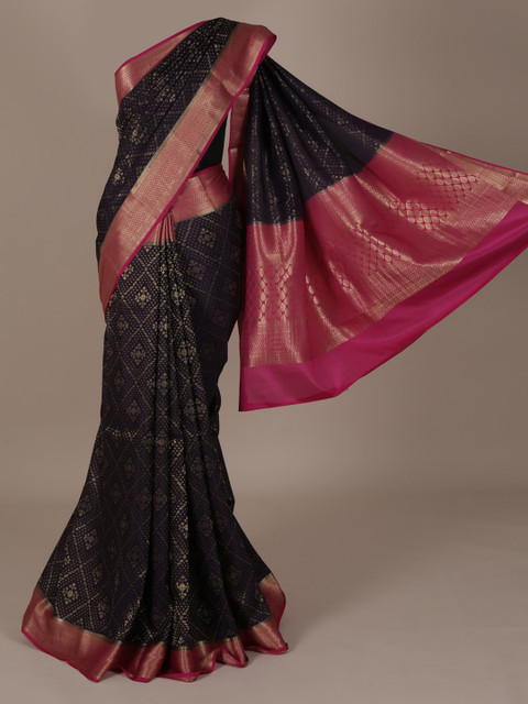 

Pothys Navy Blue Printed Pure Silk Saree