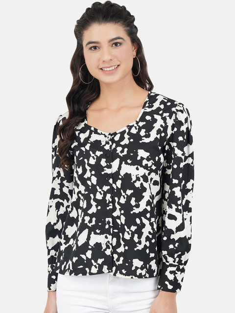 

JAAIVE Women Black Printed Top