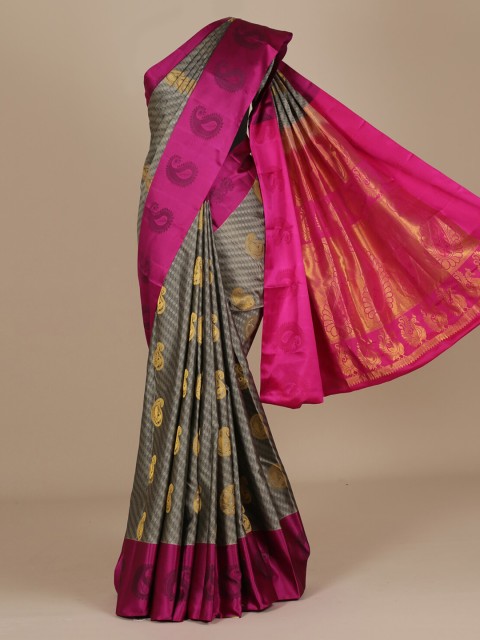 

Pothys Grey & Pink Pure Silk Printed Saree
