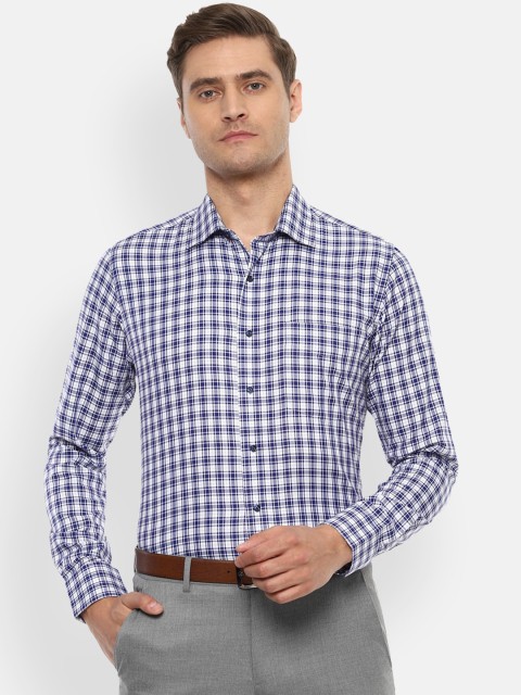 

Van Heusen Men Blue & White Slim Fit Checked Casual Shirt