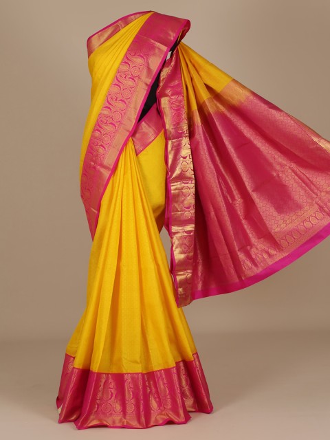 

Pothys Yellow & Pink Pure Silk Woven Design Saree