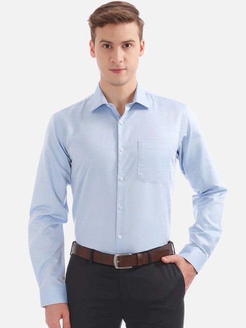 

AD By Arvind Men Blue Regular Fit Solid Formal Shirt