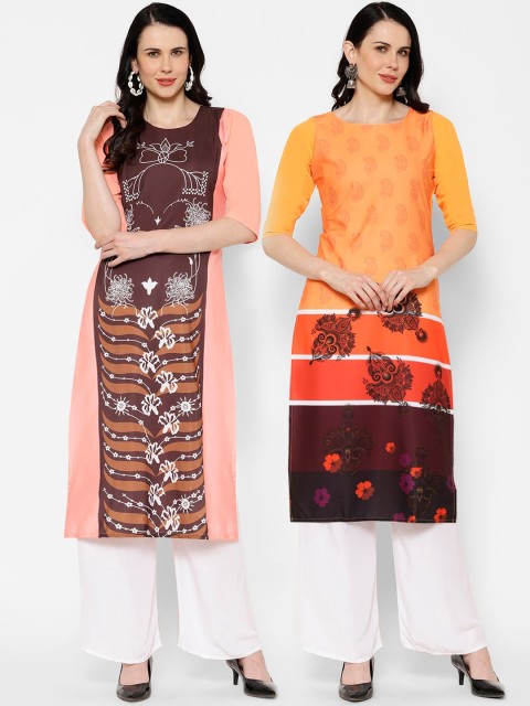 

7Threads Women Pack of 2 Printed Straight Kurta, Multi