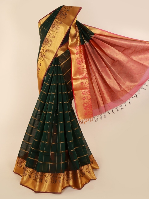 

Pothys Green & Red Silk Cotton Woven Design Saree