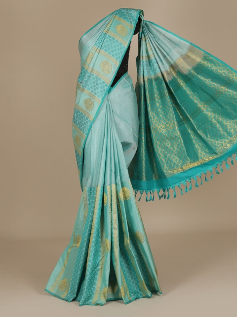 

Pothys Blue & Gold-Toned Pure Silk Woven Design Saree