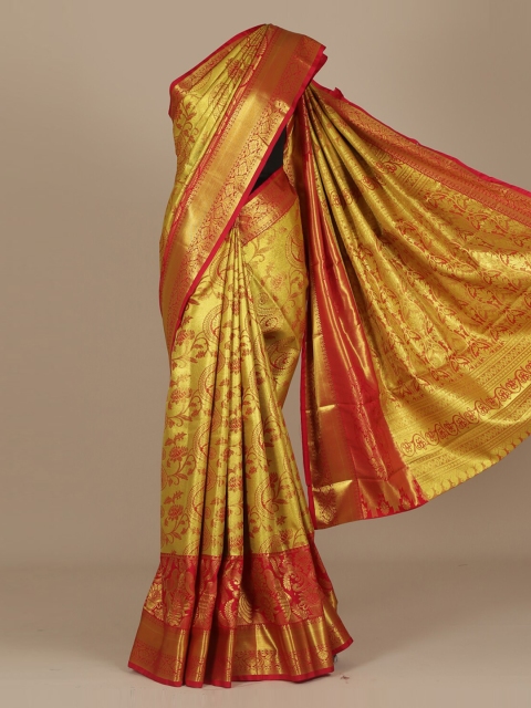 

Pothys Gold-Toned & Red Art Silk Woven Design Saree