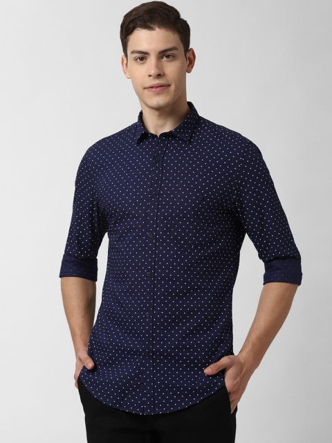 

Peter England Casuals Men Navy Blue Slim Fit Polka Dot Printed Casual Shirt