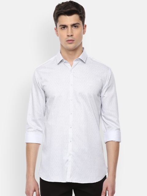 

V Dot Men White Slim Fit Self Design Casual Shirt